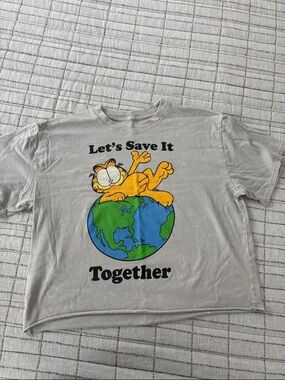 Garfield 'Let's Save It Together' Graphic Tee - Light Gray